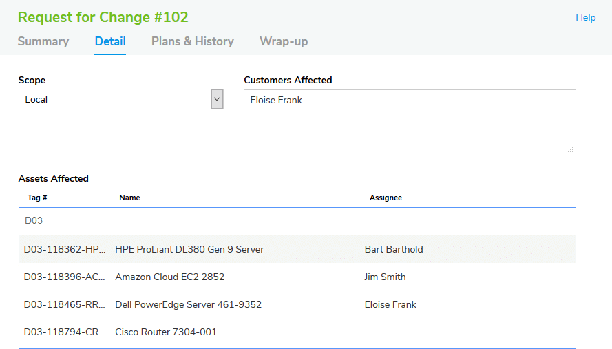 Change Management RFC Attach Assets List