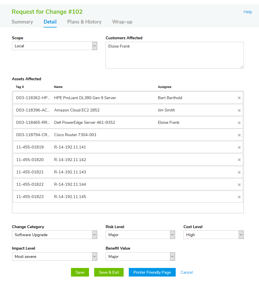 Change Management RFC Attached Assets