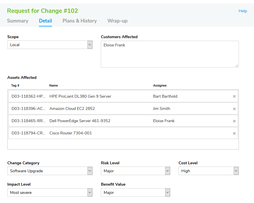 Change Management RFC Details