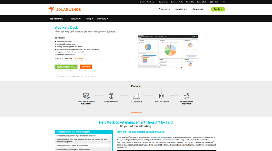 SolarWinds Web Help Desk IT Help Desk Software