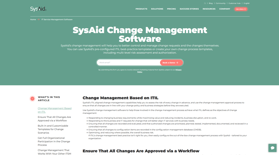 SysAid IT Change Management Software