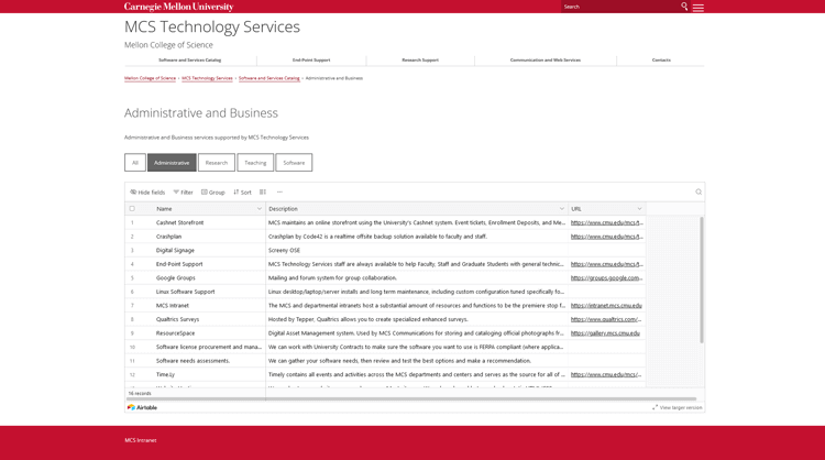 Carnegie Mellon MCS Technology Services