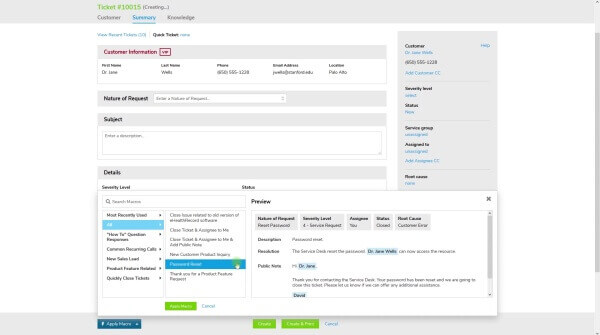 Configure Ticket Macros