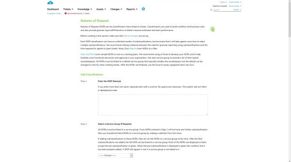 Help Desk/ITSM Natures of Request