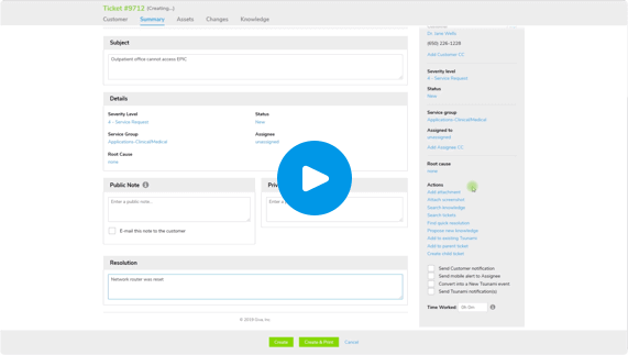 IT Service Management Ticket Creating Features